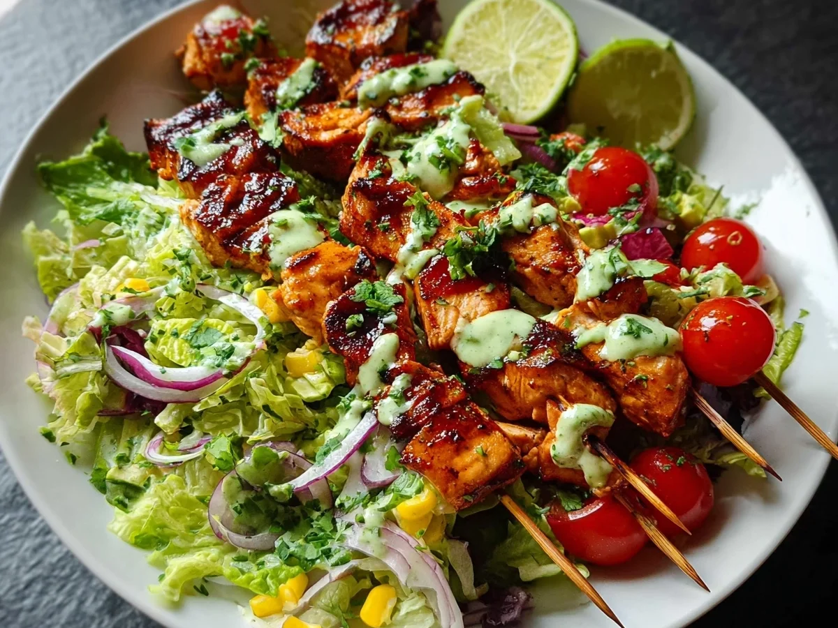 BBQ Chicken Skewer Salad & Creamy Avocado Dressing - Image 2