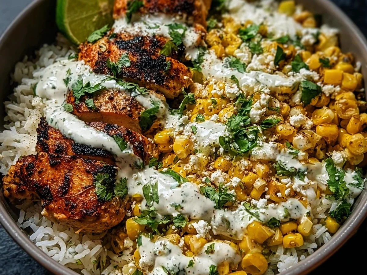 High-Protein Street Corn Chicken Rice Bowl Recipe - Image 1