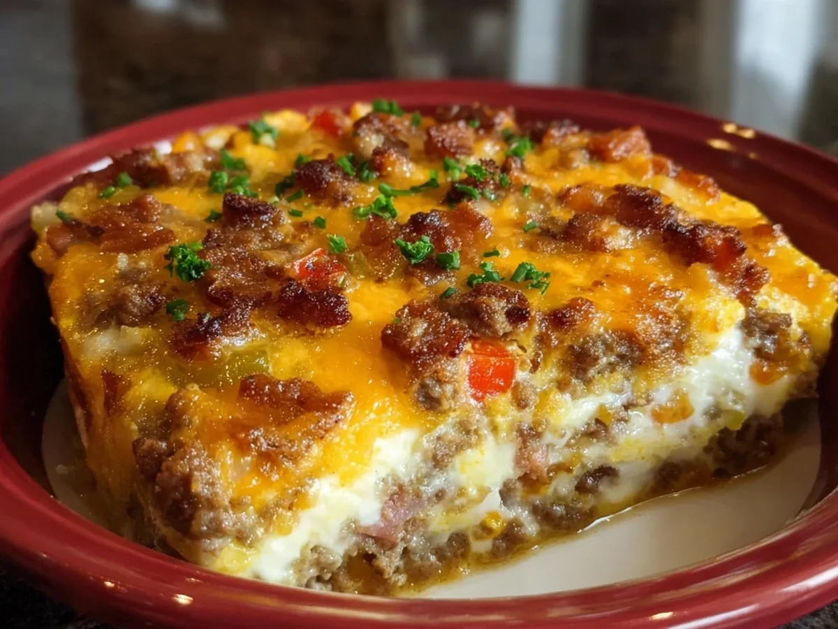 Low Carb Turkey Ham Cheeseburger Casserole Recipe - Image 1