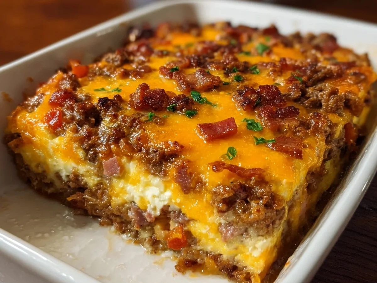 Low Carb Turkey Ham Cheeseburger Casserole Recipe - Image 2