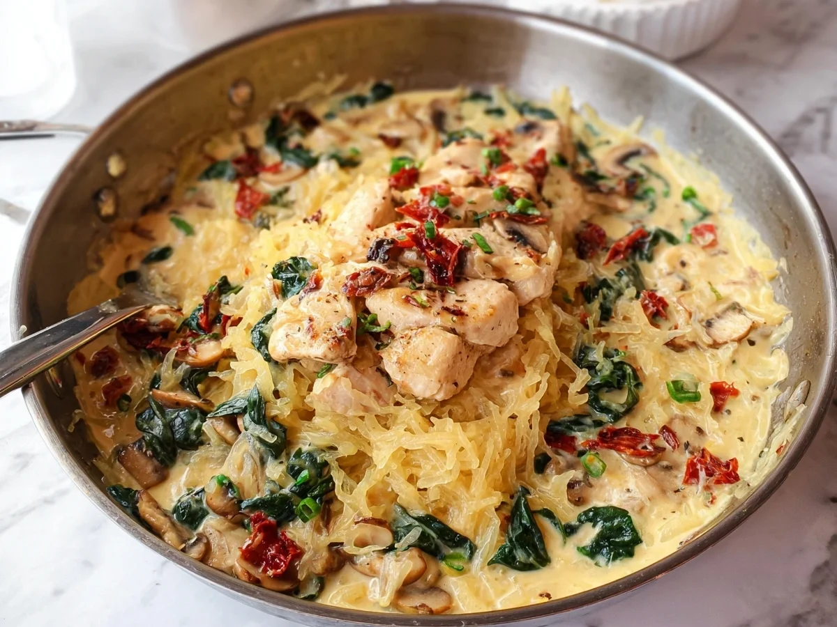 Low Carb Tuscan Chicken with Creamy Spaghetti Squash - Image 1