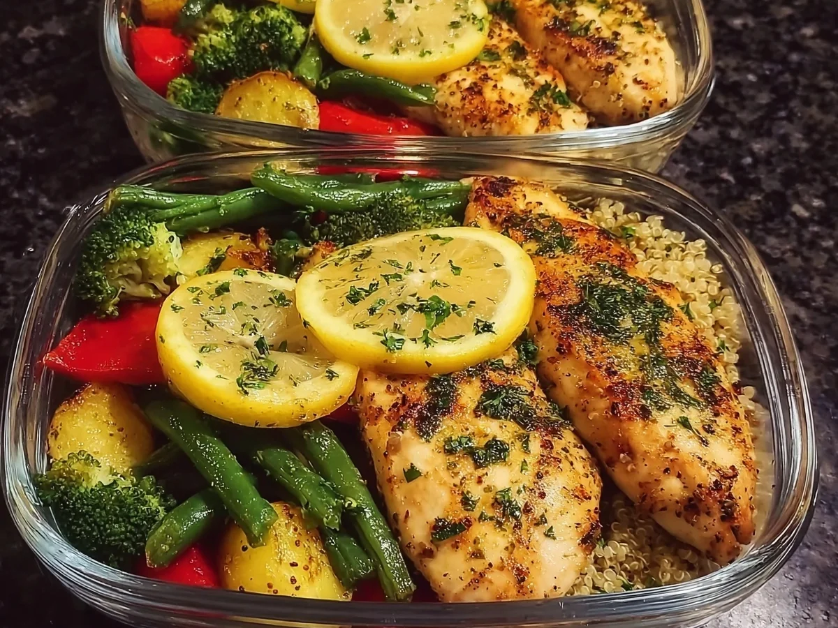 Quick & Healthy Lemon Garlic Chicken Meal Prep Bowls - Image 1