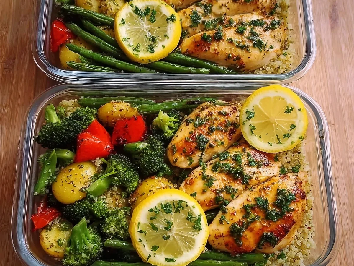 Quick & Healthy Lemon Garlic Chicken Meal Prep Bowls - Image 2