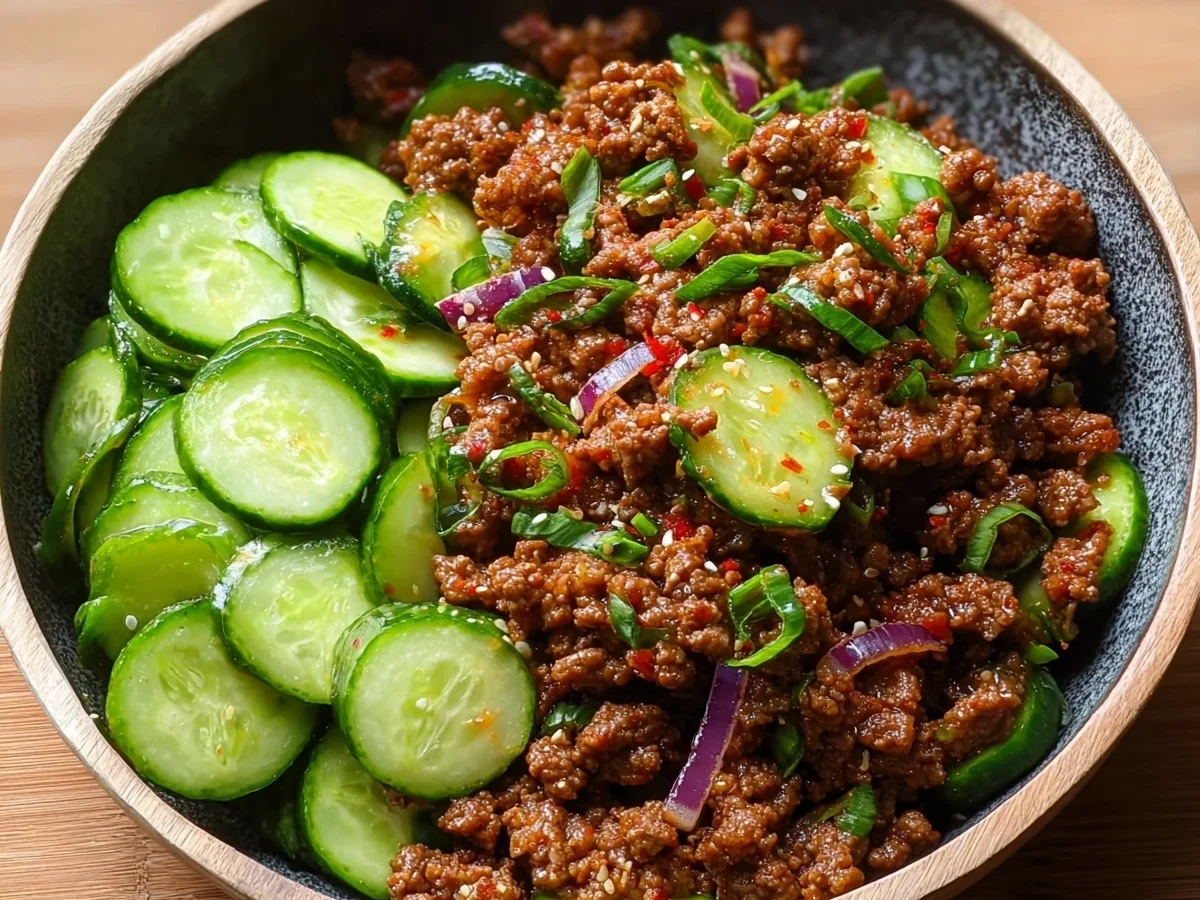 Spicy Keto Korean Ground Beef & Cucumber Salad - Image 2