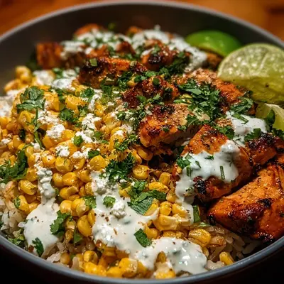 High-Protein Street Corn Chicken Rice Bowl Recipe