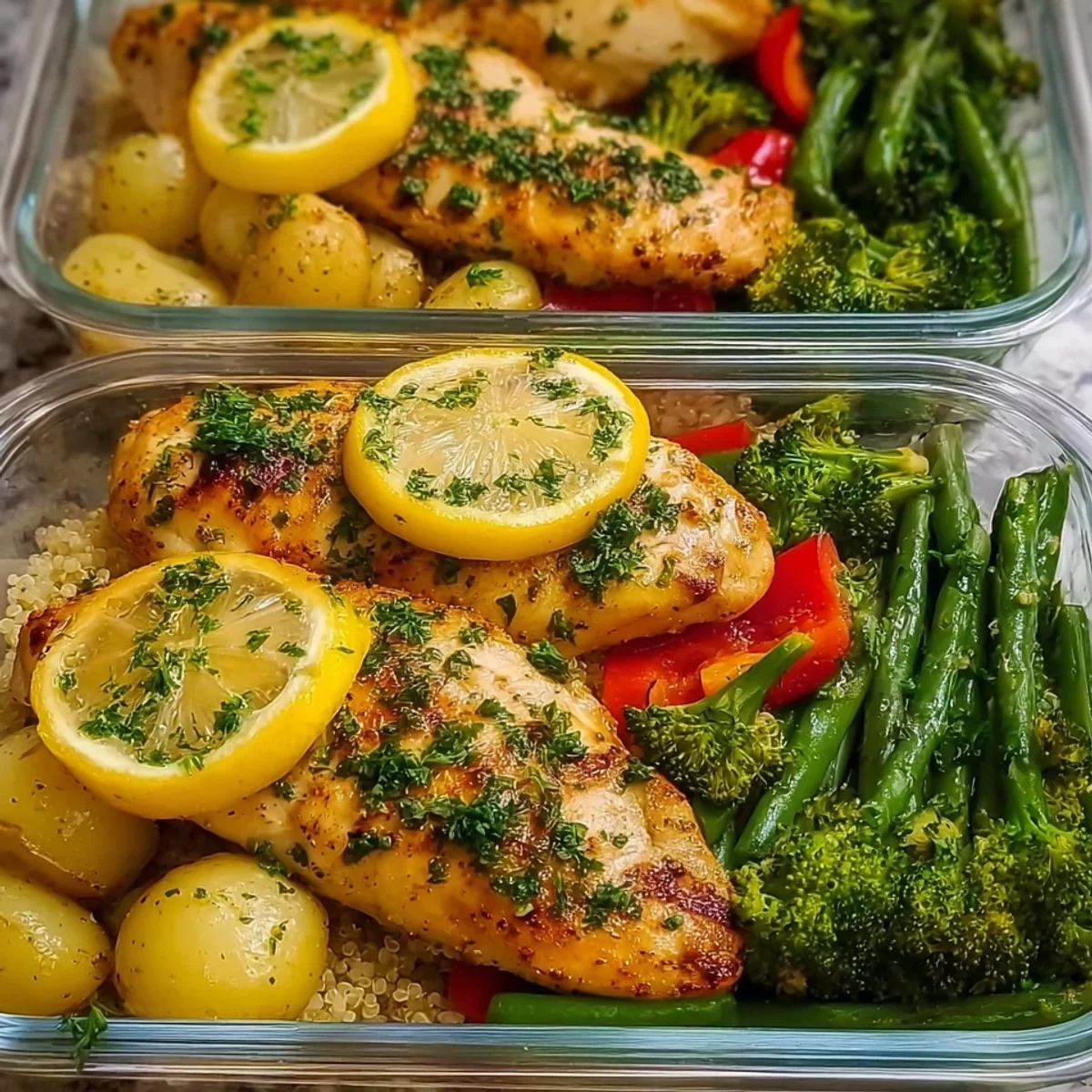Quick & Healthy Lemon Garlic Chicken Meal Prep Bowls