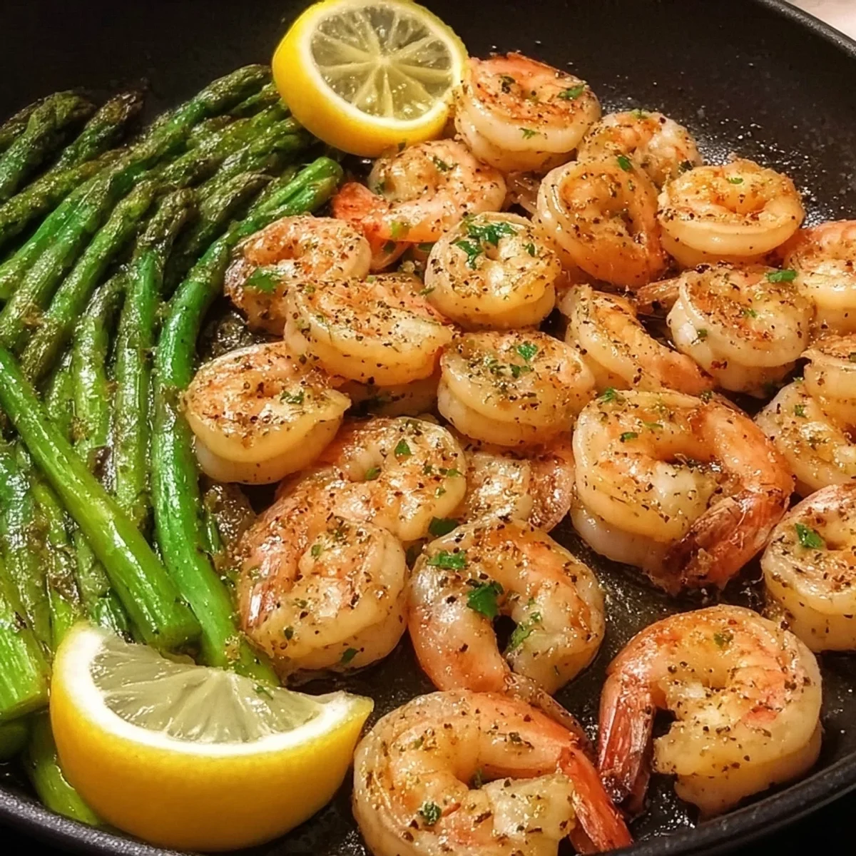Quick Lemon Garlic Shrimp & Asparagus Dinner