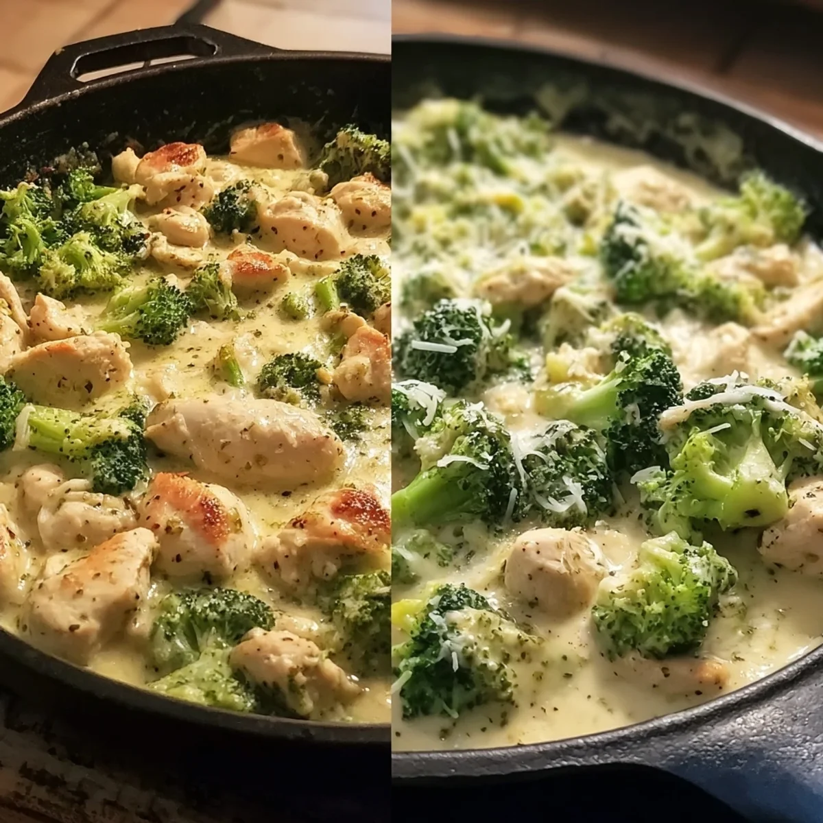 Quick Low-Carb Chicken Alfredo Broccoli Skillet