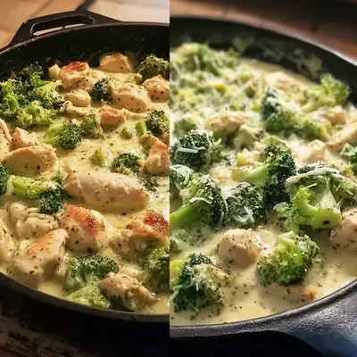 Quick Low-Carb Chicken Alfredo Broccoli Skillet