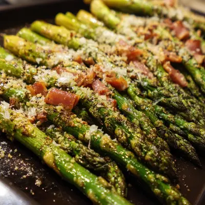 Roasted Parmesan Asparagus with Turkey Ham