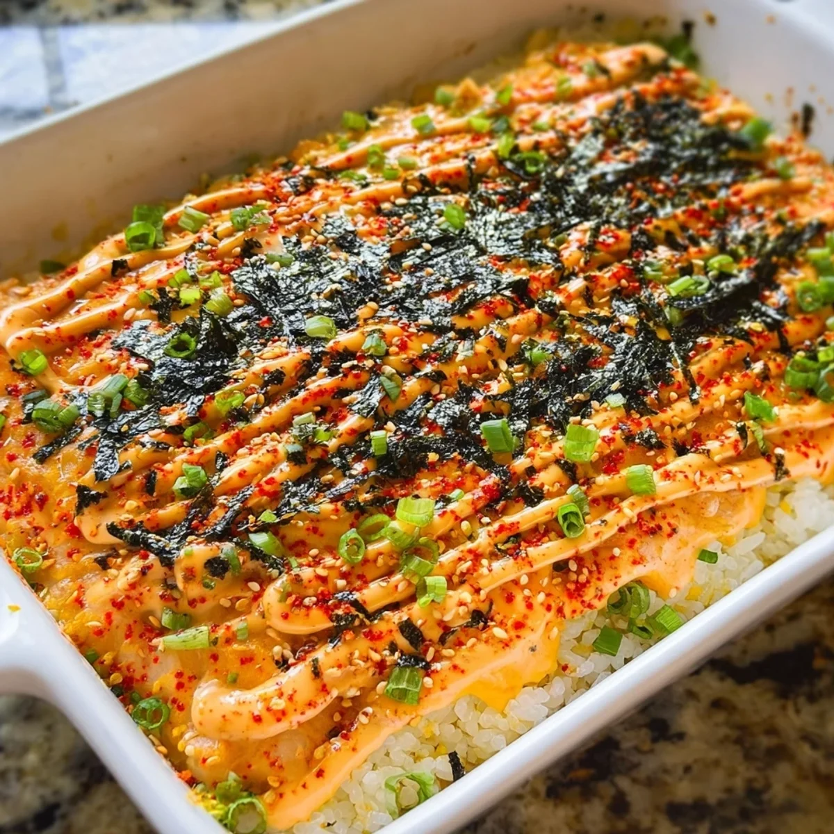 Salmon Sushi Bake: Creamy, Spicy & Family-Friendly