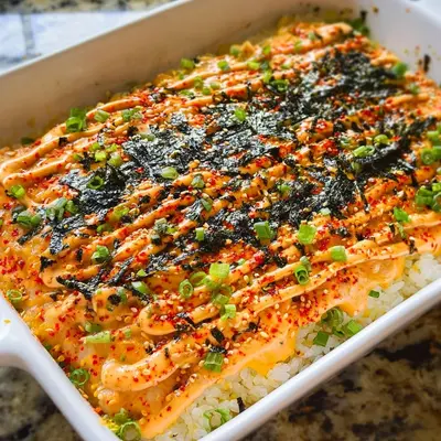 Salmon Sushi Bake: Creamy, Spicy & Family-Friendly