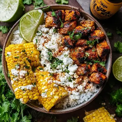 Street Corn Chicken Rice Bowl: High Protein Meal Prep