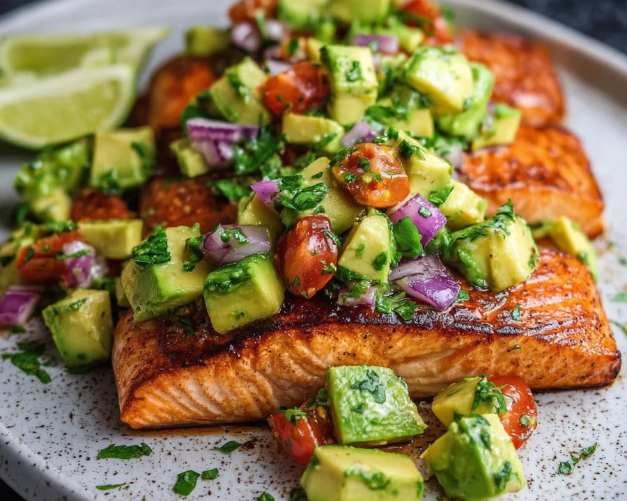 Grilled Salmon with Avocado Salsa: Low-Carb & Healthy