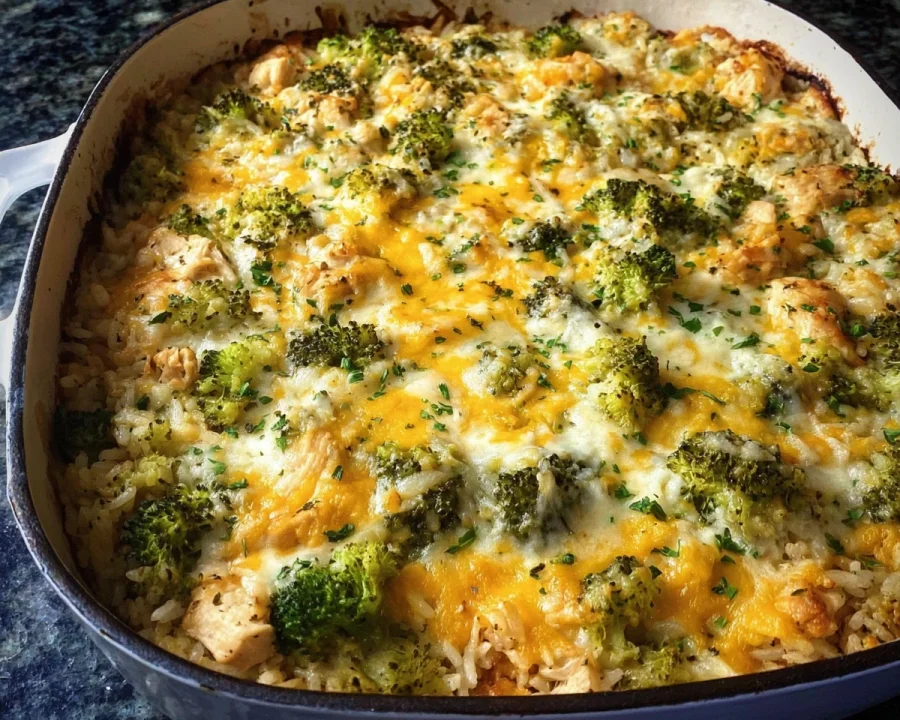 High-Protein Chicken Broccoli Rice Casserole