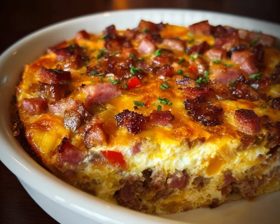 Low Carb Turkey Ham Cheeseburger Casserole Recipe