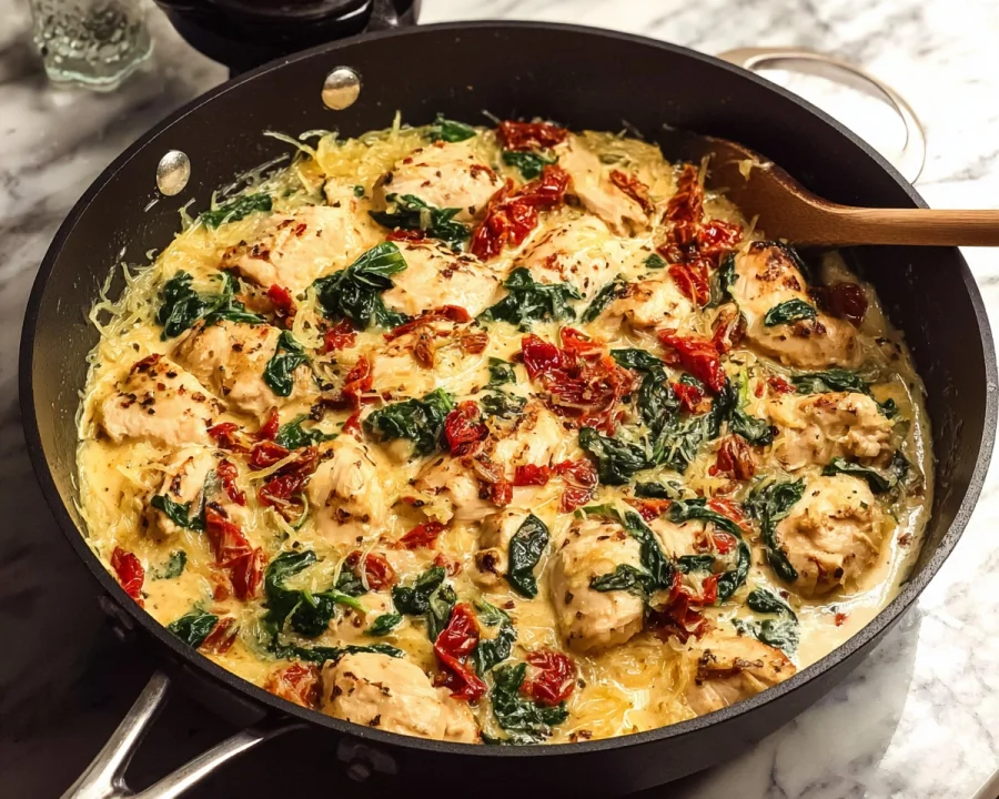 Low Carb Tuscan Chicken & Spaghetti Squash Recipe