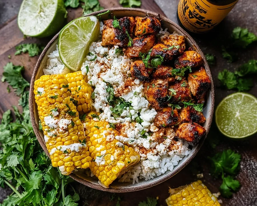 Street Corn Chicken Rice Bowl: High Protein Meal Prep