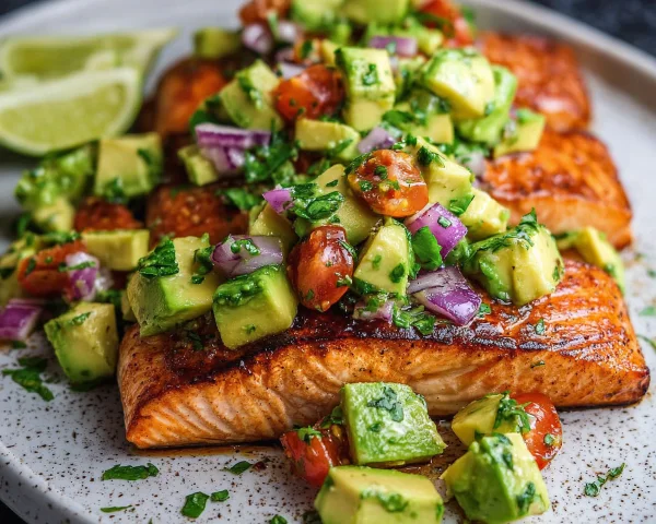 Grilled Salmon with Avocado Salsa: Low-Carb & Healthy