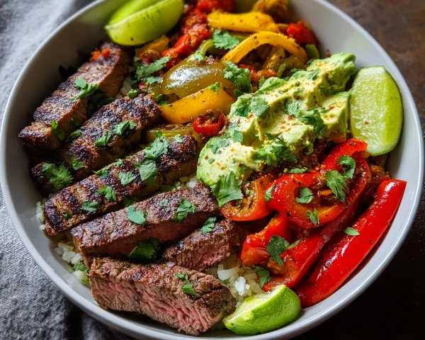 High Protein Low Carb Steak Fajita Bowl Recipe