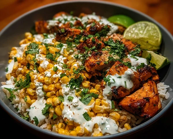 High-Protein Street Corn Chicken Rice Bowl Recipe