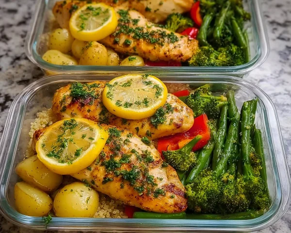 Quick & Healthy Lemon Garlic Chicken Meal Prep Bowls