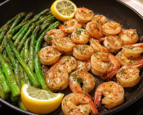Quick Lemon Garlic Shrimp & Asparagus Dinner