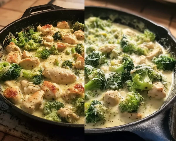 Quick Low-Carb Chicken Alfredo Broccoli Skillet
