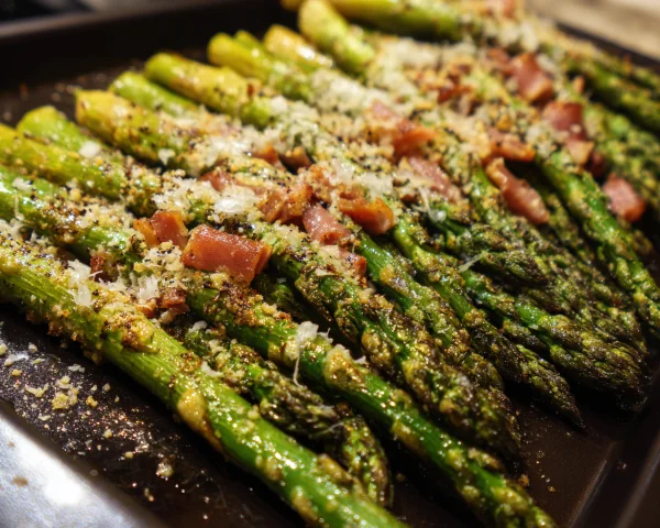 Roasted Parmesan Asparagus with Turkey Ham