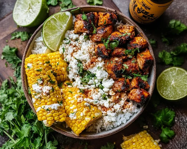 Street Corn Chicken Rice Bowl: High Protein Meal Prep